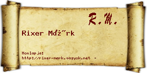 Rixer Márk névjegykártya